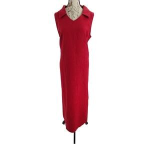 Studio Ease Vintage 100 % Linen shift dress red Size 16 Resort wear beachy